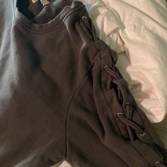 Oversized vintage  grey lace up sweat shirt - Picture 3 of 7